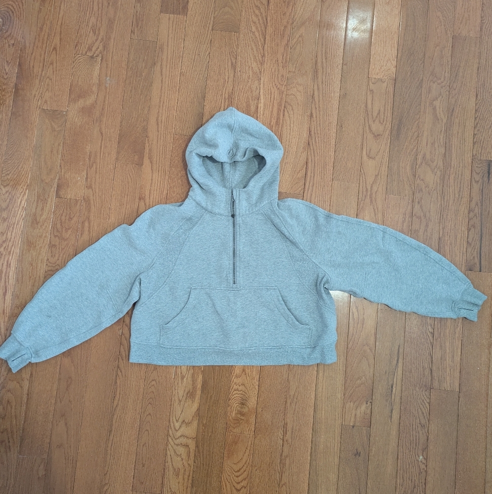 Lululemon Grey Oversized Scuba Half Zip Hoodie L